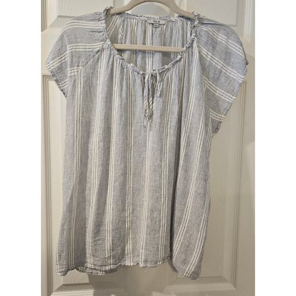 Rails Revolve Raven Flutter Sleeve Linen Top Alameda Stripe Womens XXL - Picture 2 of 7